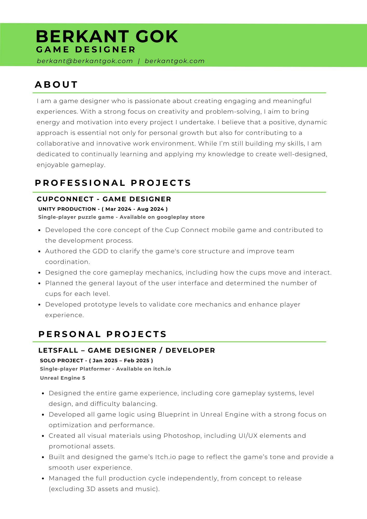Berkant Gok CV page 1